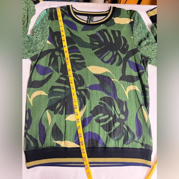 BLANK LONDON for ANTHROPOLOGIE Green and black Monstera knit sweater size S - Picture 16 of 16